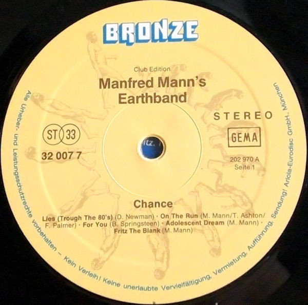 Manfred Mann's Earth Band - Chance (LP, Album, Club)